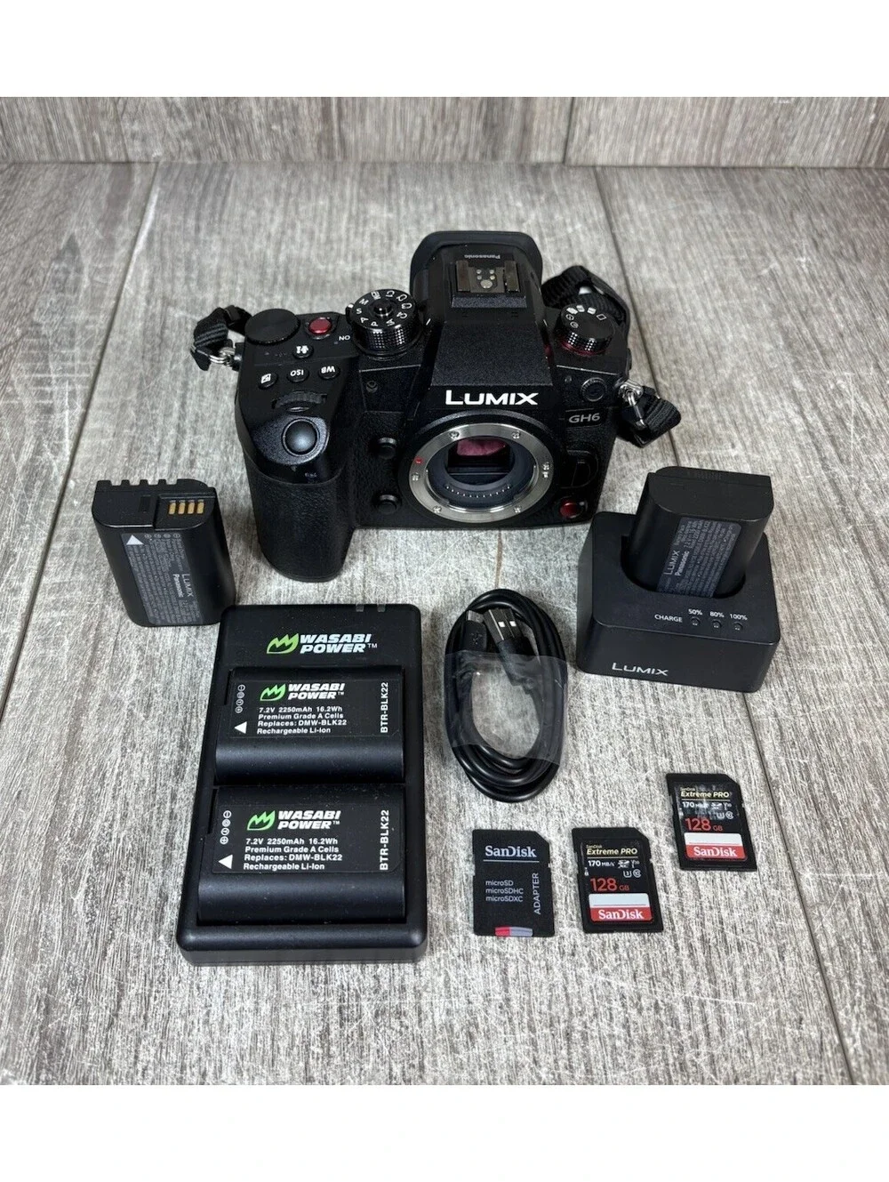 Panasonic Lumix GH6 25.2MP Mirrorless Camera Body Bundle Batteries & Charger